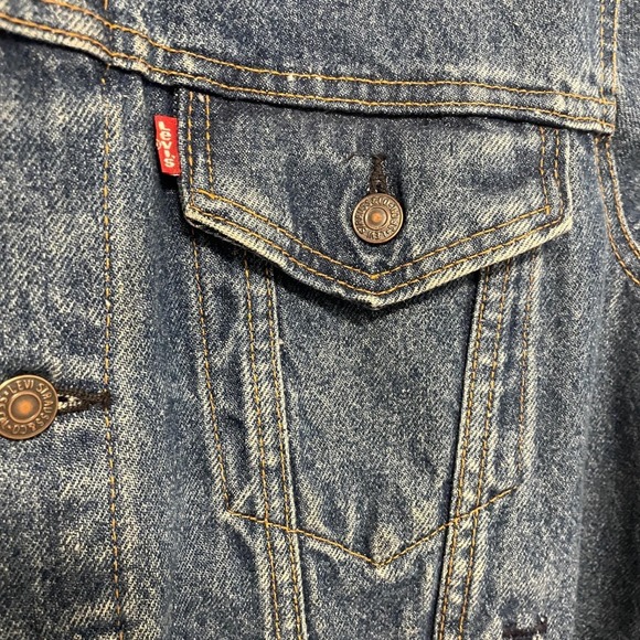 Vtg Levi's 71506 Type III Trucker Denim Jckt Men's 44L Brown Patch USA Big &Tall